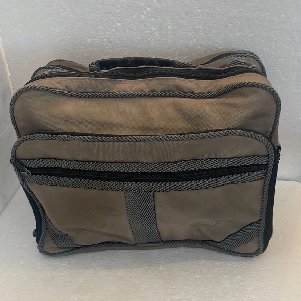 Vintage 90s Bentley Travel Bag soft sided nylon canvas gray